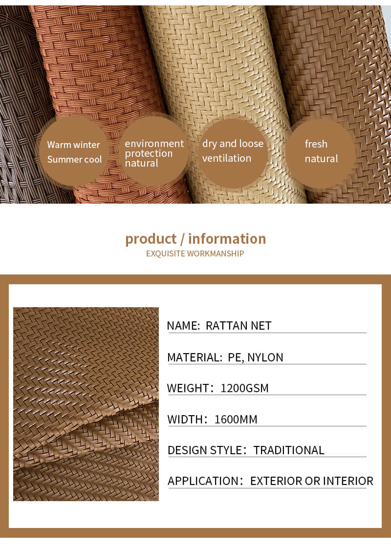 Wholesale Synthetic PE Sticks Weaving Rattan Cane Webbing Mesh